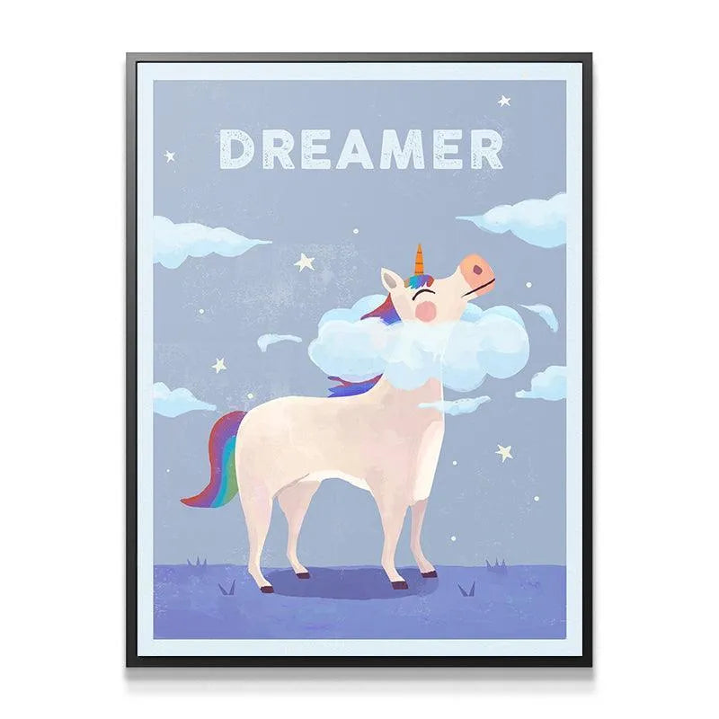 Close-up texture of the watercolor style clouds surrounding the Kids Dreamer unicorn’s head.