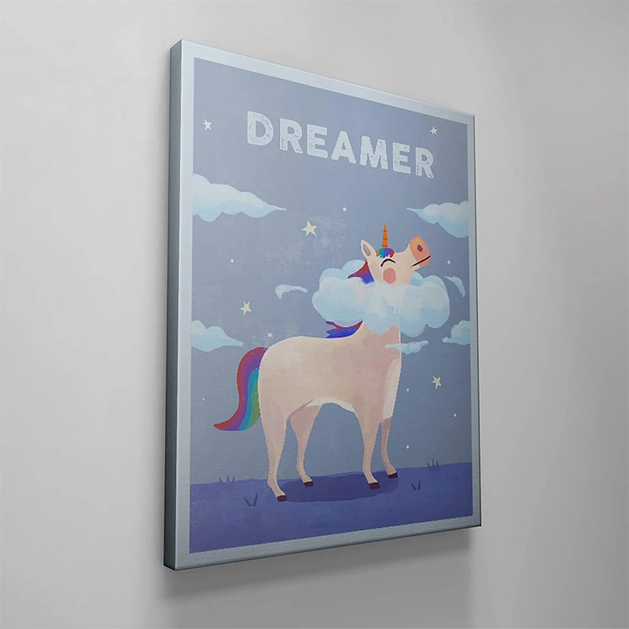The Kids Dreamer print isolated against a white background, emphasizing the blue-purple gradient sky and stars.