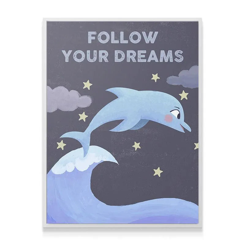 Textured canvas rendering showing the subtle brush strokes of the starry night sky background for the Kids - Follow Your Dreams poster.