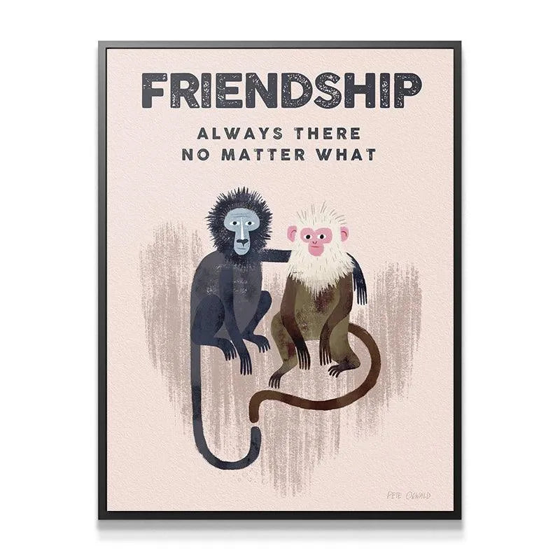 Detailed view of the two monkey characters symbolizing strong Kids Friendship bonds