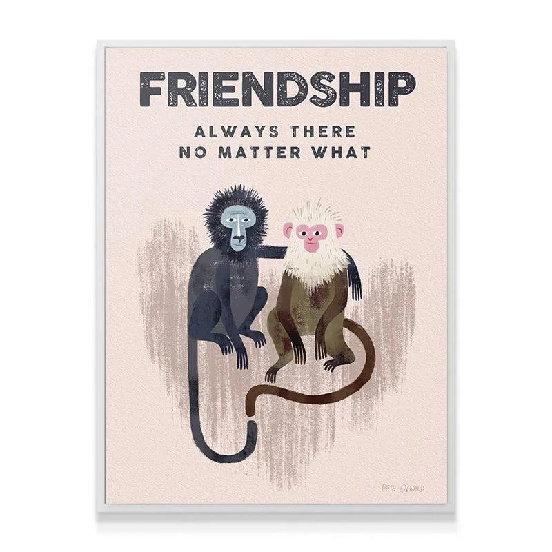 Textured canvas close-up highlighting the unique brushstrokes in this Kids Friendship print