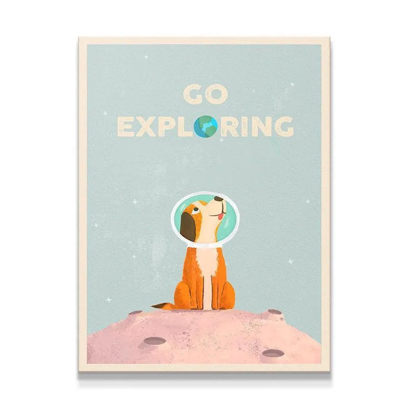 Close-up illustration showing the beagle astronaut helmet for Kids Go Exploring.