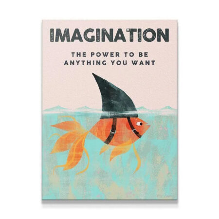 Full-frame view of the inspirational Kids Imagination goldfish poster art for nurseries.