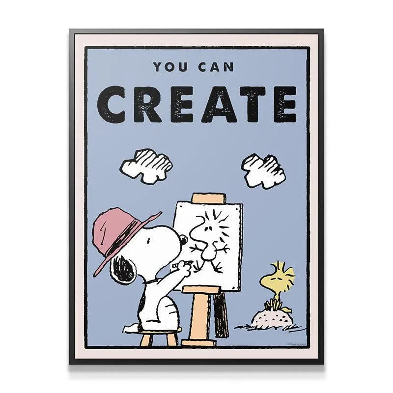 Close-up texture shot of the matte finish on the 'Kids PEANUTS - You Can Create' art print.