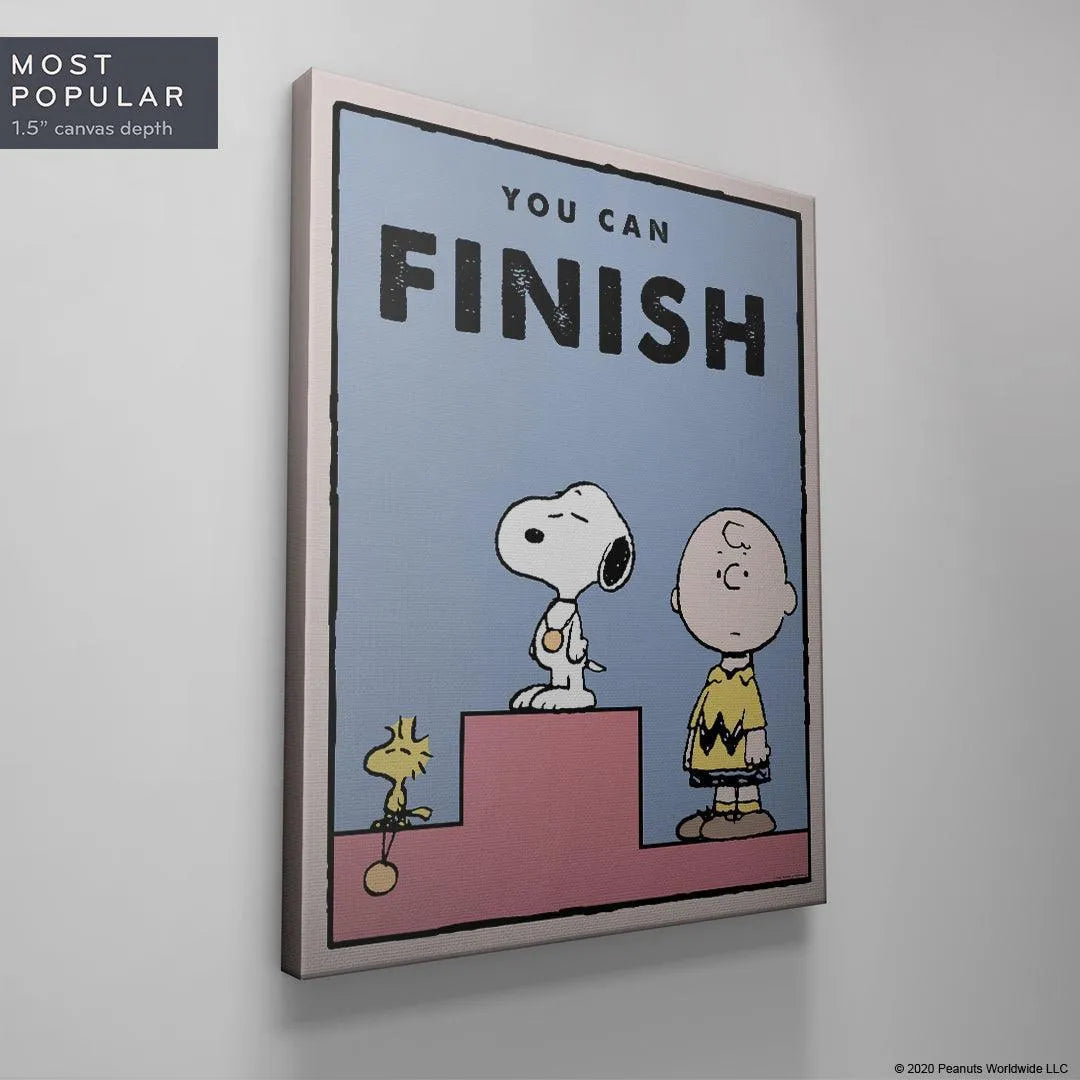 Lifestyle image of the Kids PEANUTS - You Can Finish poster hanging in a brightly lit child's room.