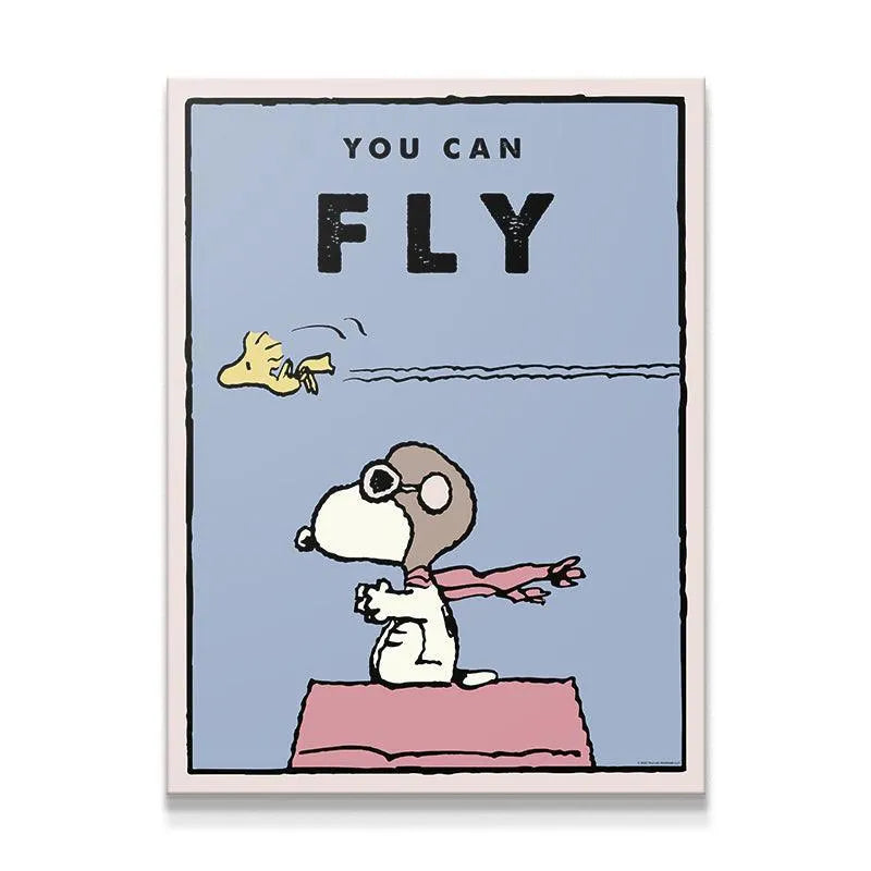 Full straight-on view of the Kids PEANUTS - You Can Fly motivational poster, emphasizing Snoopy the Flying Ace.