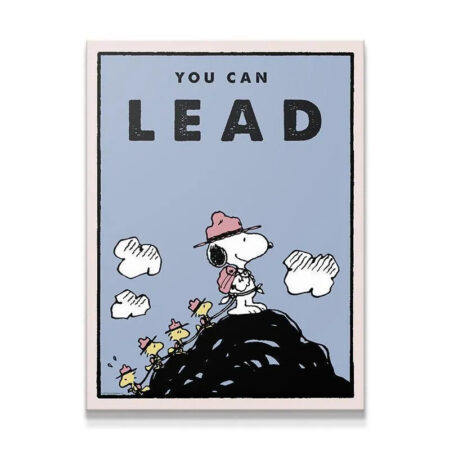 Full view of the motivational Kids PEANUTS - You Can Lead poster artwork showing Snoopy leading the climb.
