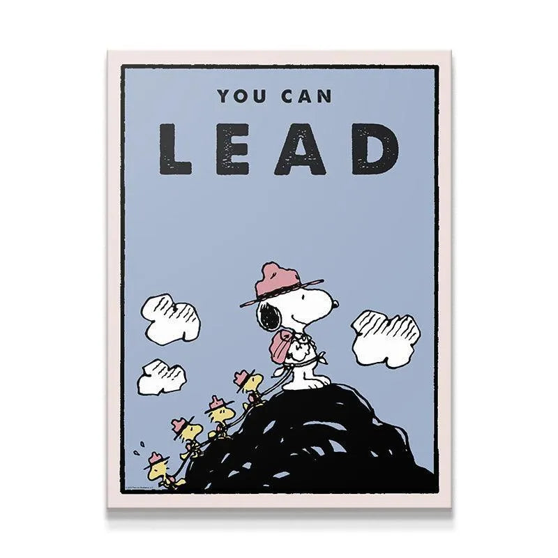 Full view of the motivational Kids PEANUTS - You Can Lead poster artwork showing Snoopy leading the climb.