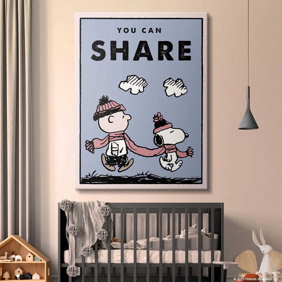 Texture detail showcasing the classic comic line work of the characters in the Kids PEANUTS - You Can Share illustration.