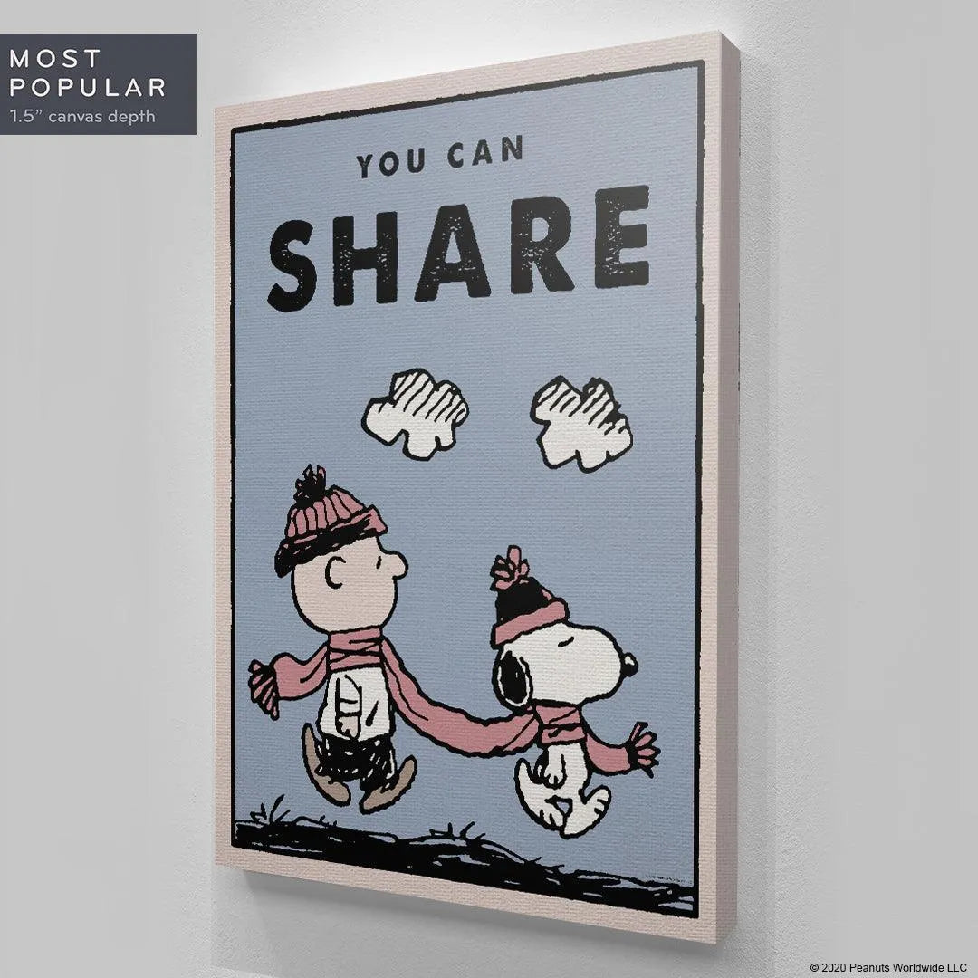 Charlie Brown's profile and winter hat detail in the nostalgic Kids PEANUTS - You Can Share artwork.
