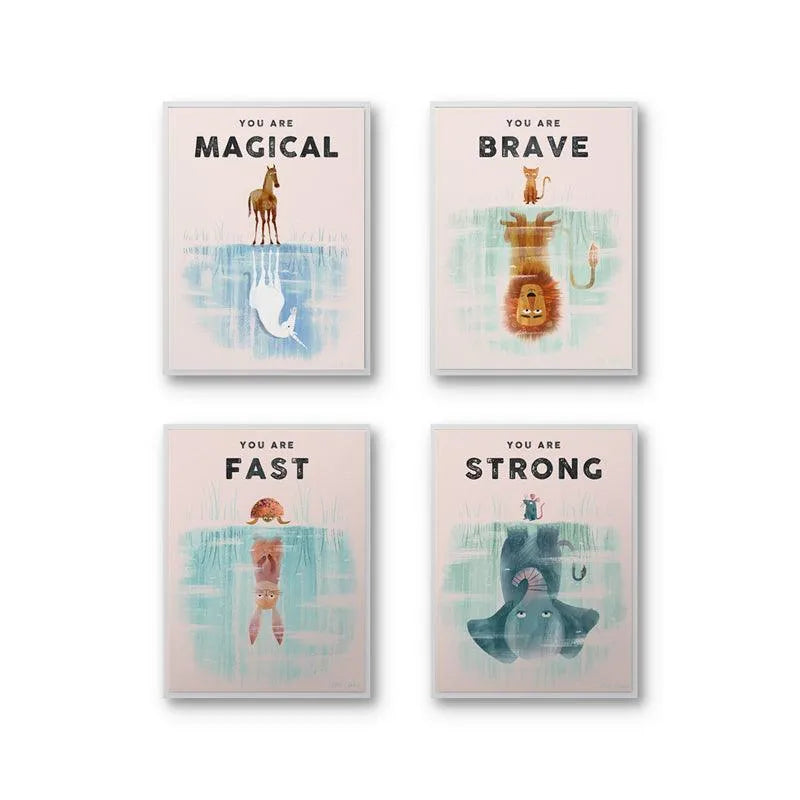 A corner view showcasing the smooth paper texture and matte finish of the artwork in the Kids Reflection Bundle.