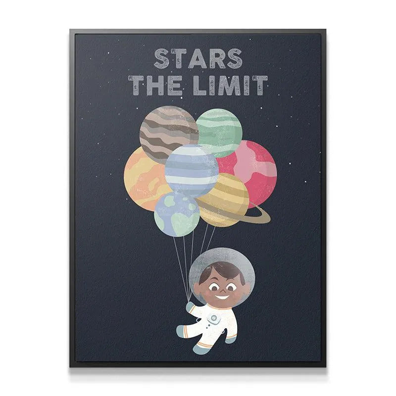 Close-up detail of the smiling astronaut character in the 'Kids - Stars The Limit' design.