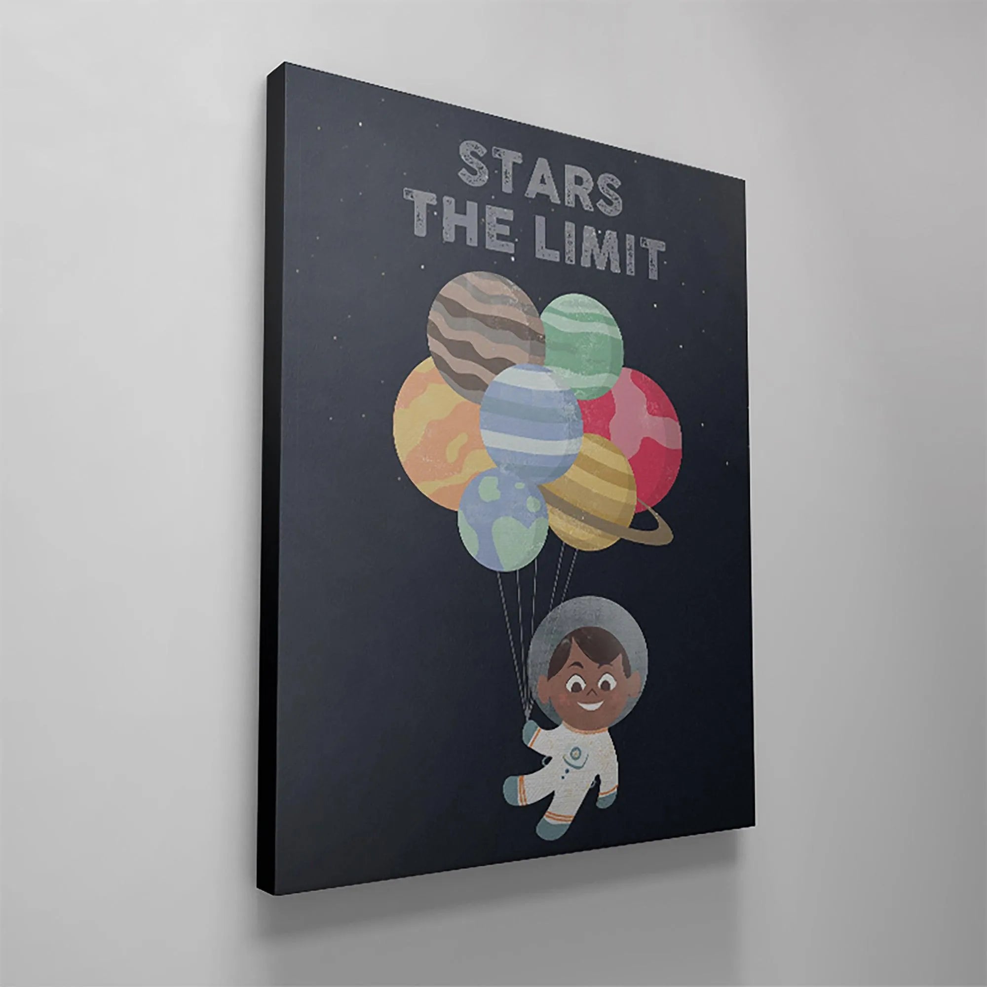 Corner detail illustrating the 'STARS THE LIMIT' text overlay on the dark, speckled background of the poster.