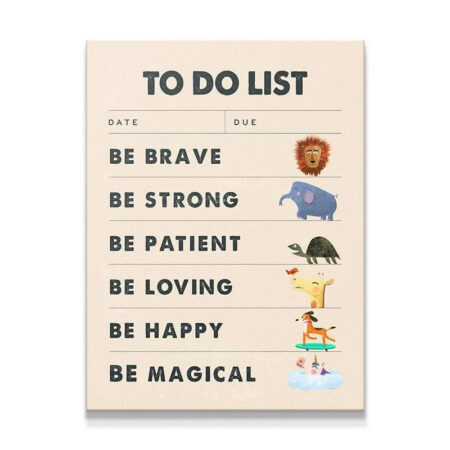 Full frontal view of the character building Kids - To Do List poster on a neutral background.