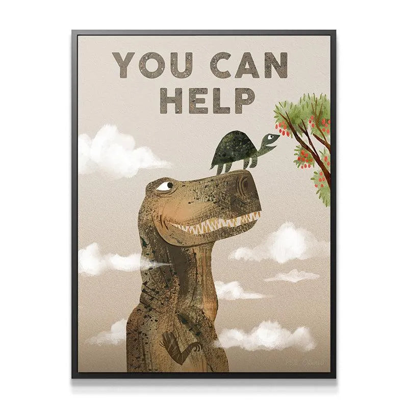 Full framed view of the textured nursery art emphasizing Kids You Can Help poster design.