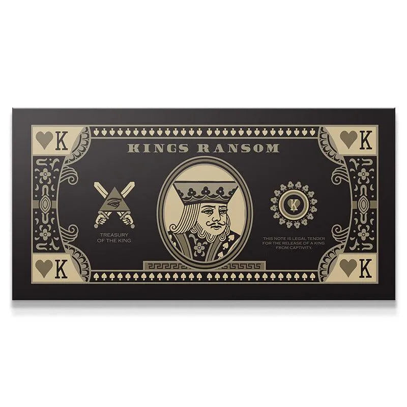 Full overhead view of the luxury Kings Ransom ( Black Card ) print featuring the King's portrait.
