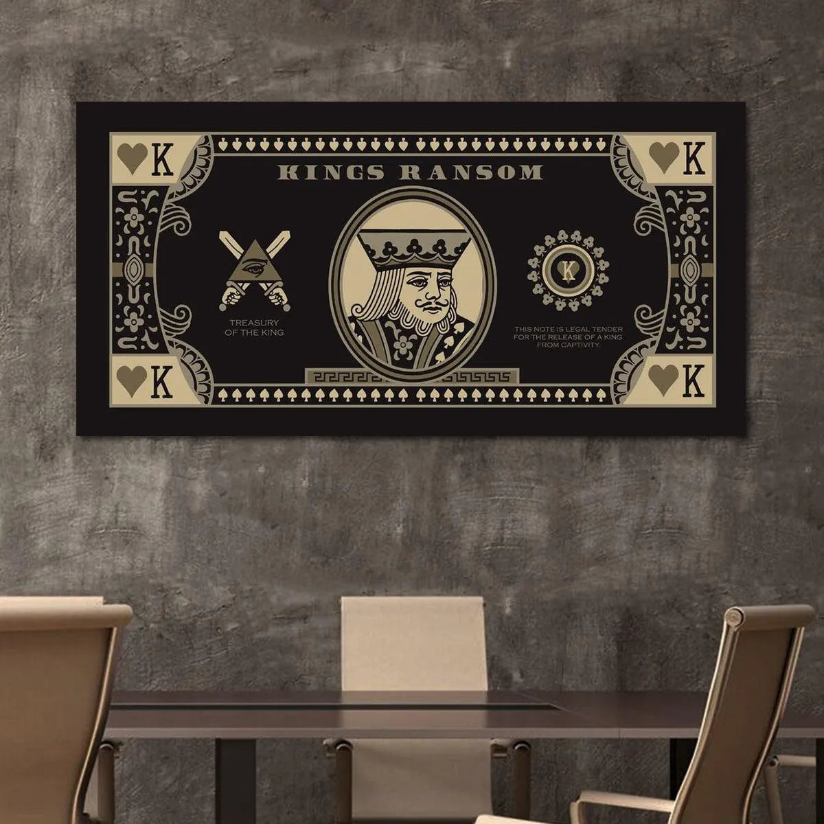 Corner detail of the repeating 'Heart K' emblem and stylized floral patterns on the border of the Kings Ransom ( Black Card ).