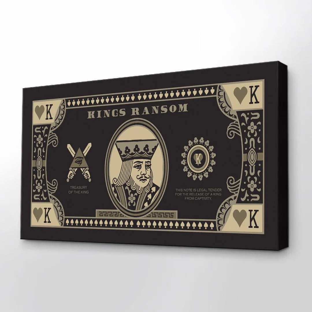 Lifestyle rendering of the framed Kings Ransom ( Black Card ) hanging in a contemporary office setting.
