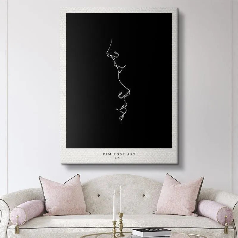 Studio perspective showing the precise, clean edges and border of the Kiss - Black print.