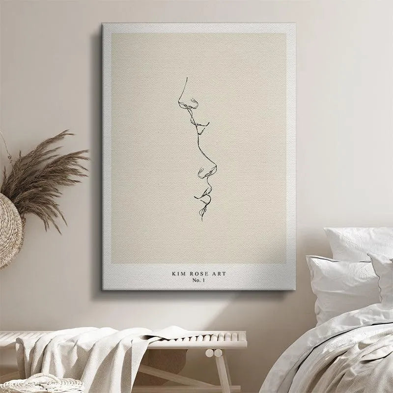 Corner angle view highlighting the matte finish and border of the Kim Rose Art No. 1 Kiss - White poster.