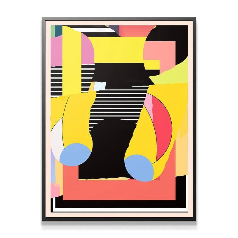 Full framed view of the vibrant geometric artwork titled Kitty Krash.