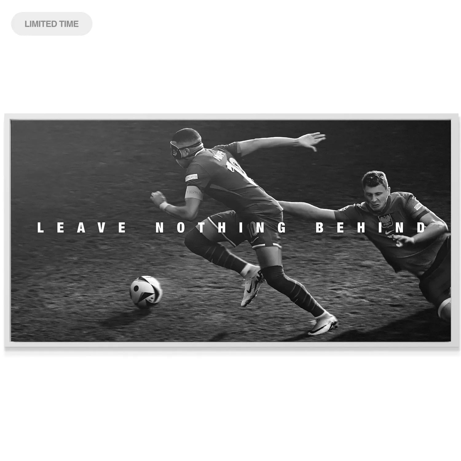 Wide angle view of the football pitch during the intense chase sequence: Kylian Mbappe - Leave Nothing Behind