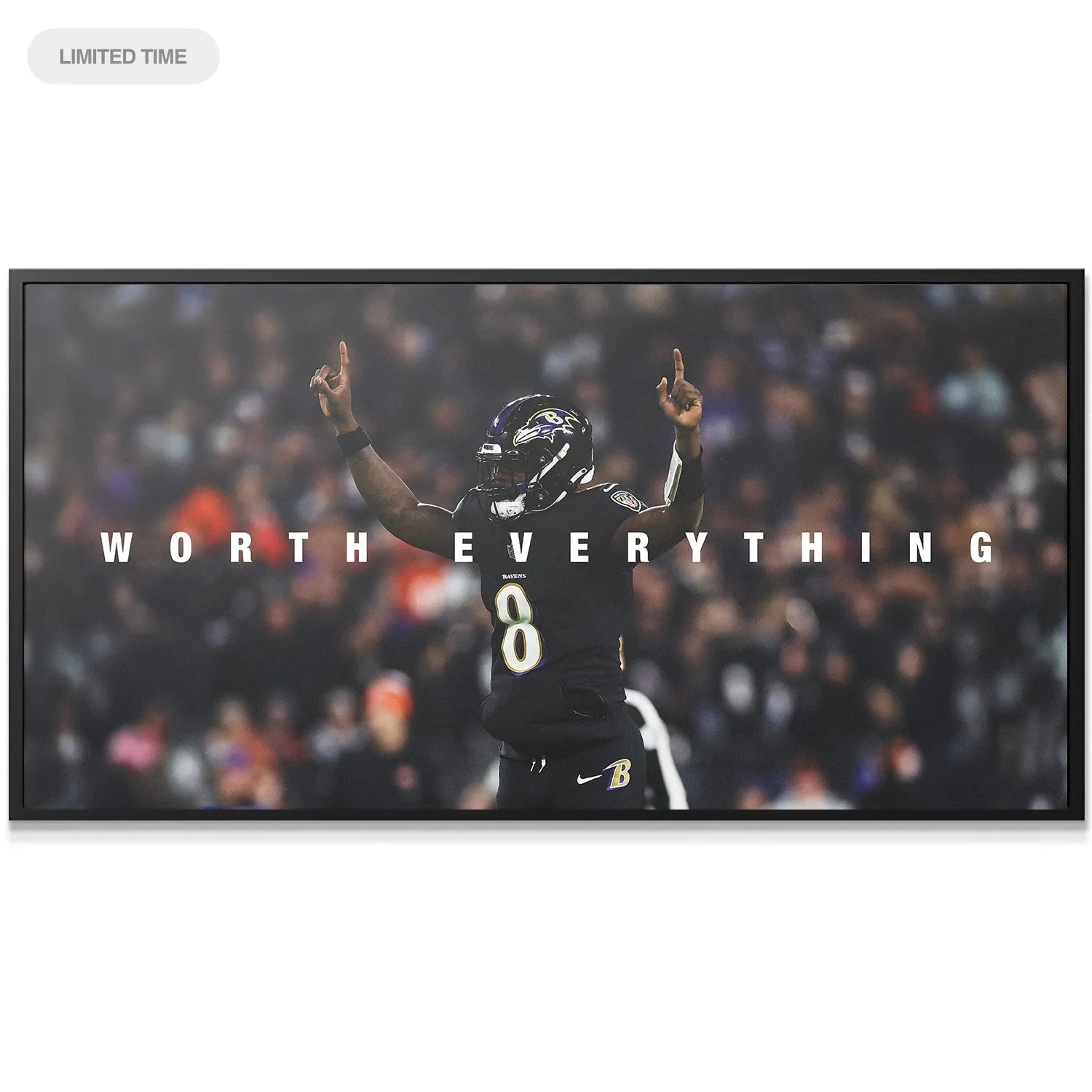 Close-up detail of the celebratory finger point featured in the Lamar Jackson - Worth Everything limited edition image.