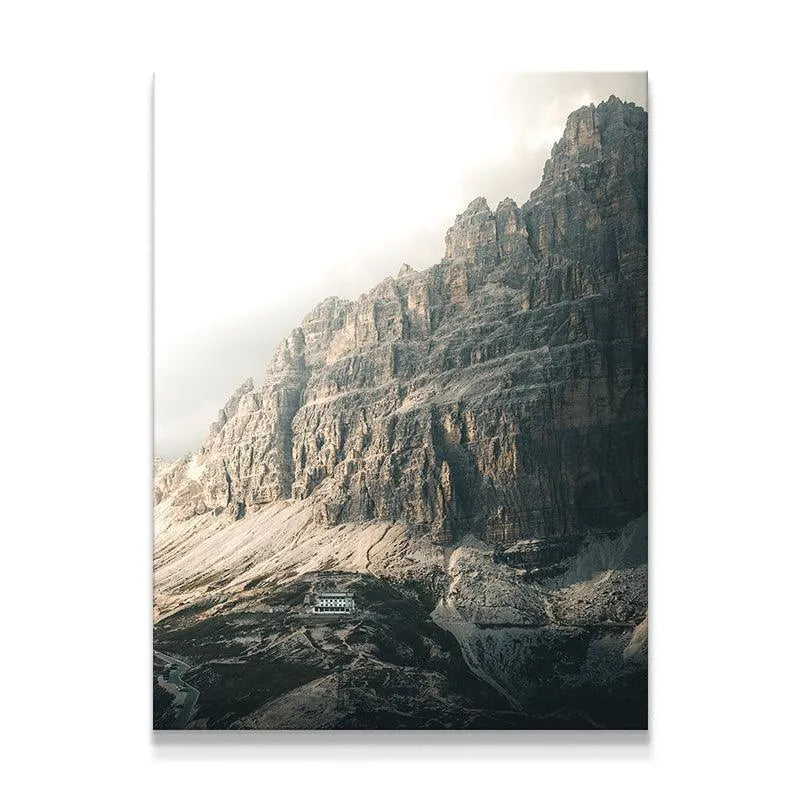 Wide shot of the imposing mountain face under the 'Last Light' sky.
