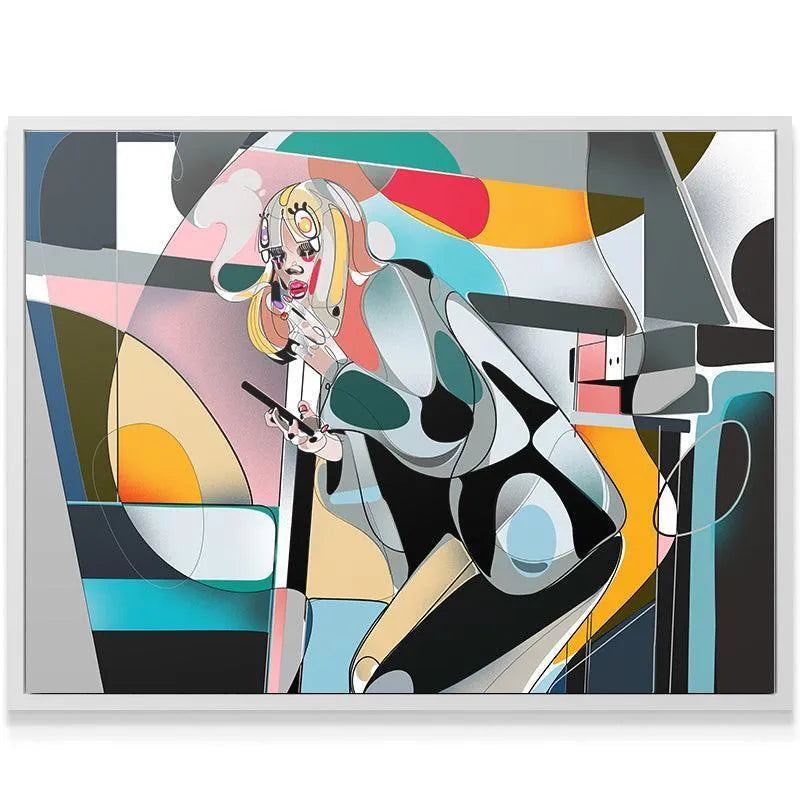 Detailed view focusing on the dynamic line work and high-contrast abstract textures in the Latenight print.