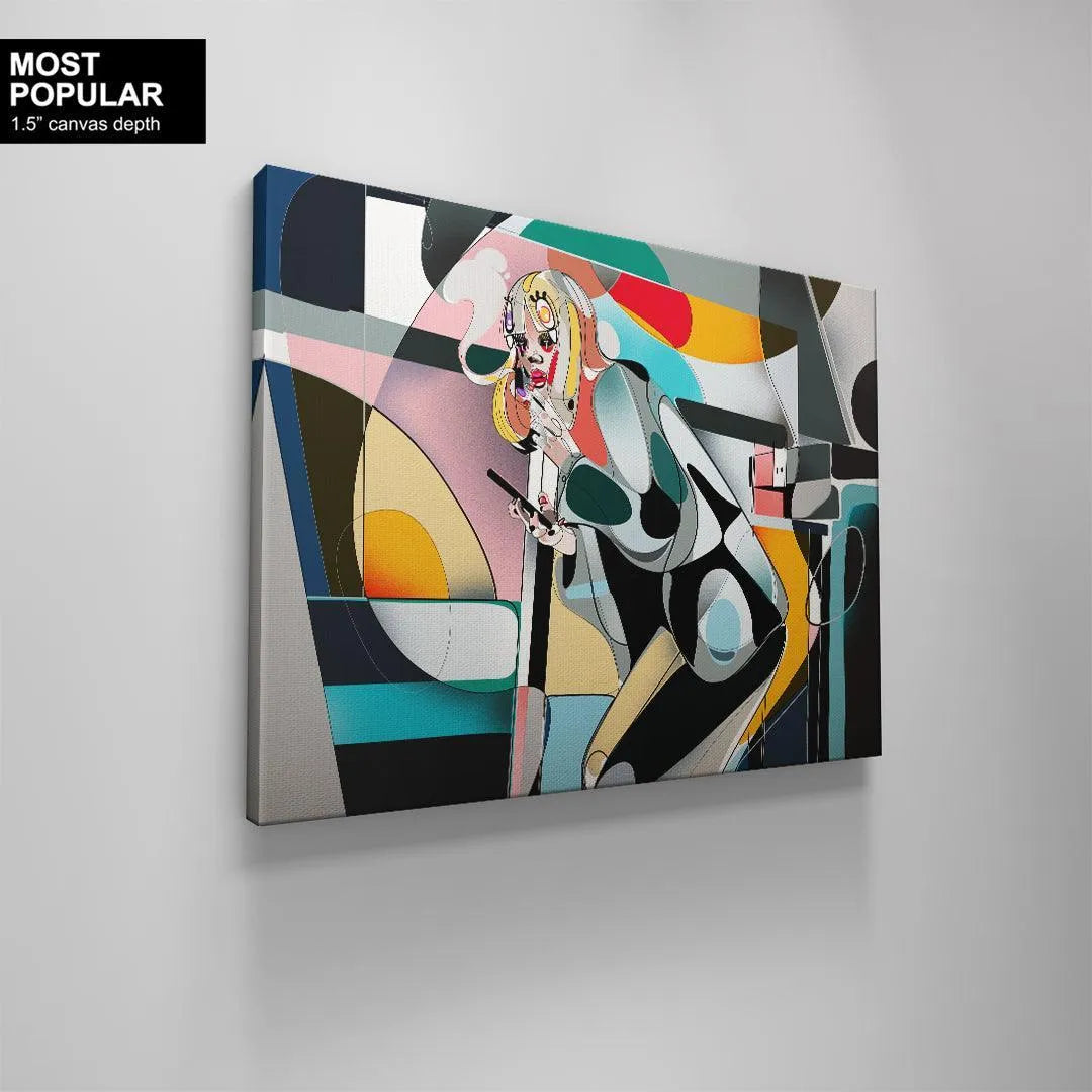 Stylized depiction of the woman's futuristic coat and lower body stance in the Latenight artwork.