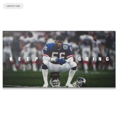 Full wide shot capturing the iconic pose and motivational text of the Lawrence Taylor - Keep Going artwork.