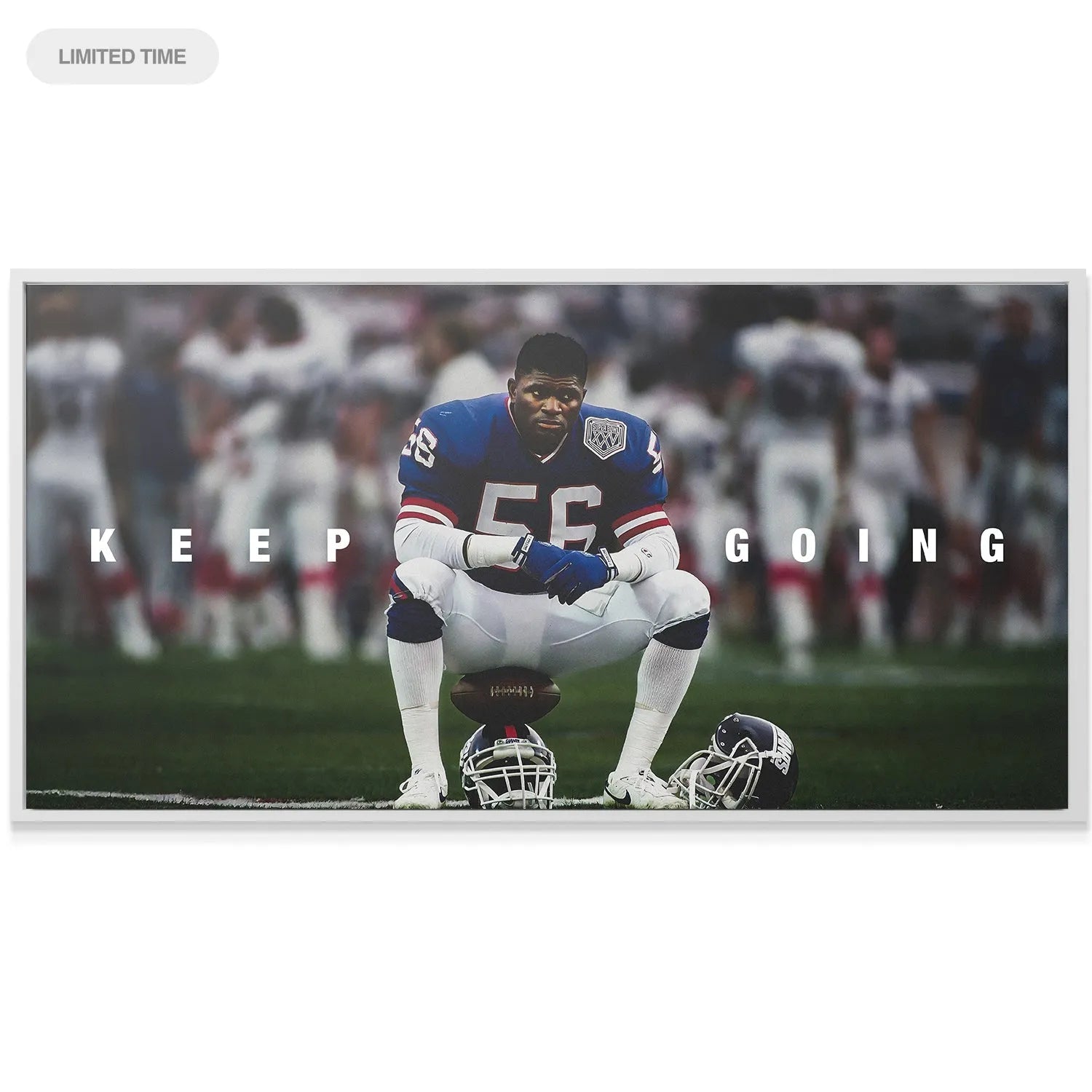 Textured view of the canvas material showcasing the vibrancy of Lawrence Taylor - Keep Going wall art.