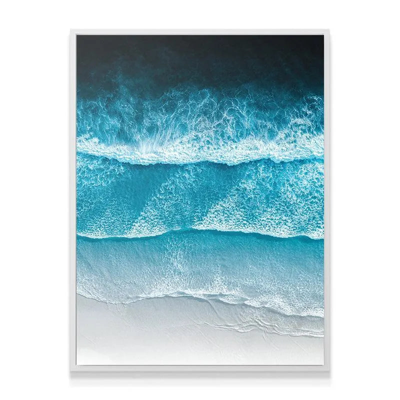 Vertical orientation wall art piece, showing the full scope of the Lay Up beach scene.