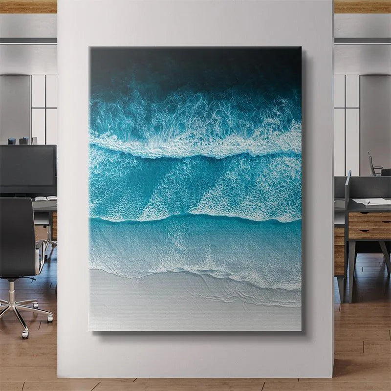 Lifestyle shot of the framed Lay Up art hanging above a modern minimalist living room sofa.