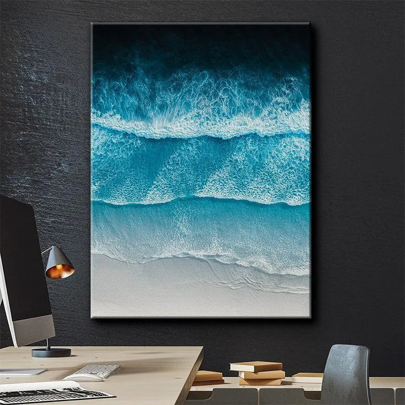 High-contrast photography illustrating the sharp line between the ocean and white sand in Lay Up.