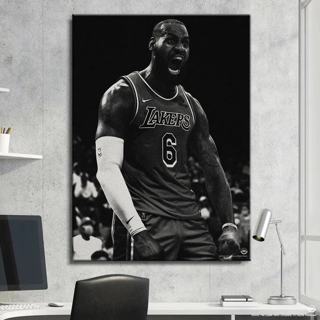 Cropped vertical portrait showcasing the muscularity and arm band detail in the LeBron James - Lions Roar image.