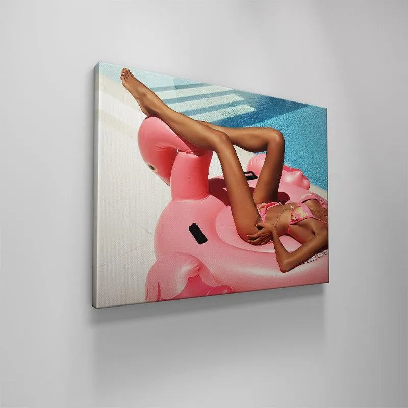 High-contrast photo of white pool tiling and turquoise water with the Leg Up subject prominently displayed.