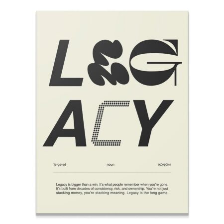 Full frontal view of the bold, black and cream typographic Legacy Definition - Light poster.