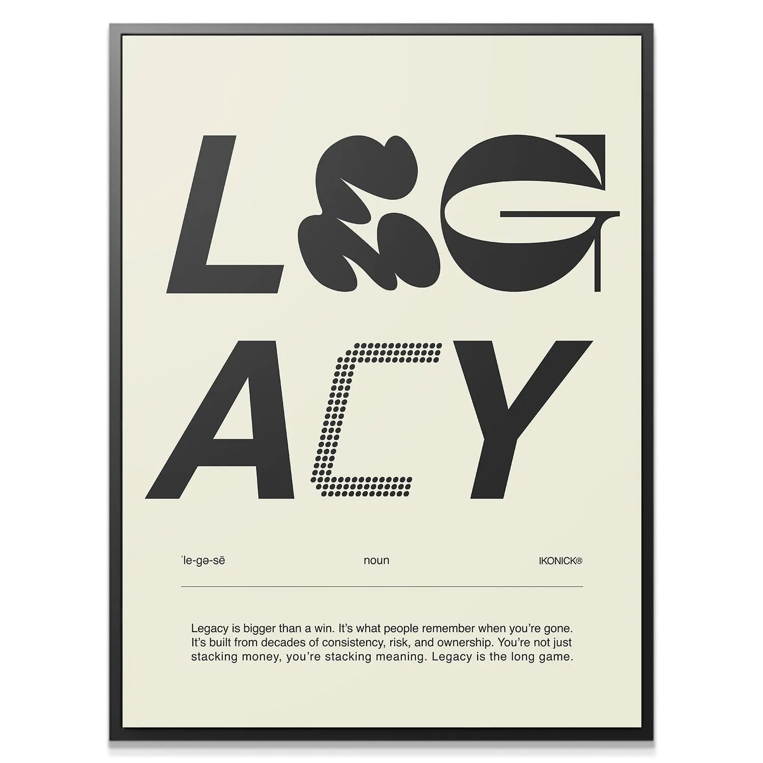 Close-up showing the dotted texture on the letter 'C' of the Legacy Definition - Light print.
