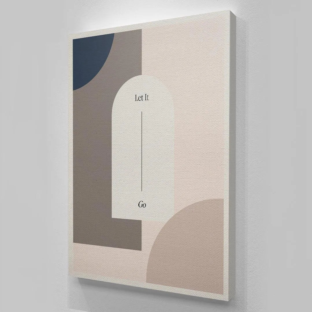 3/4 angle perspective view of the framed 'Let It Go' print showing depth and subtle matte paper finish.