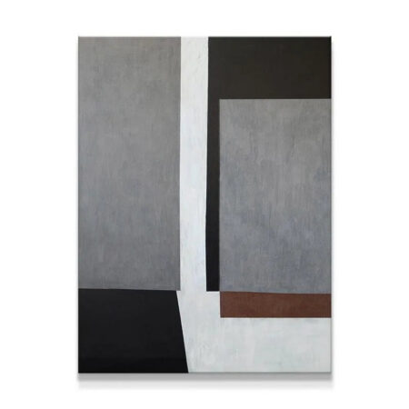Close-up detail of the textured grey and white blocks in the Libra abstract painting.