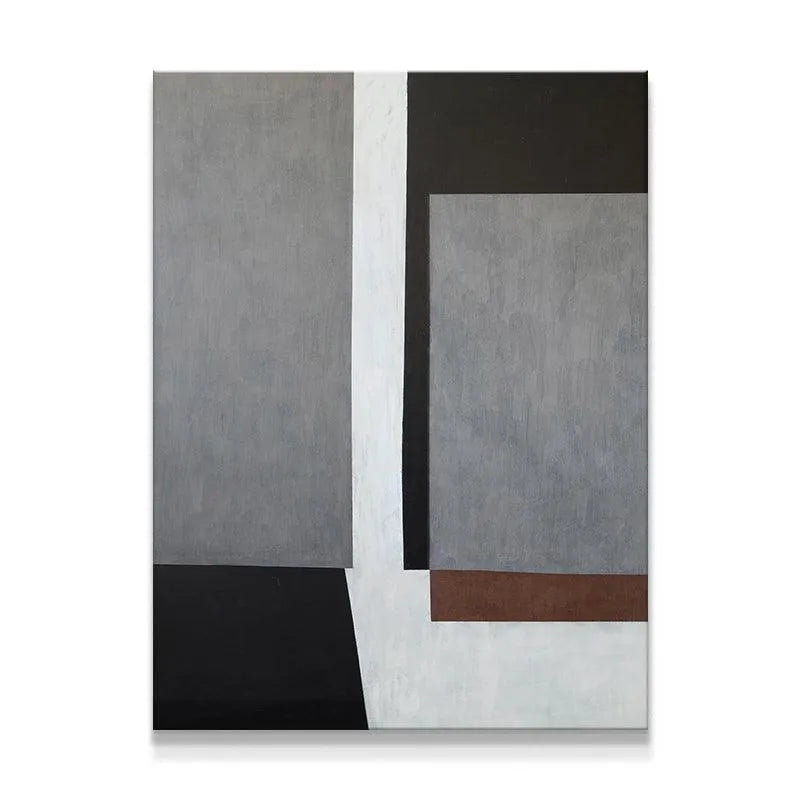Close-up detail of the textured grey and white blocks in the Libra abstract painting.