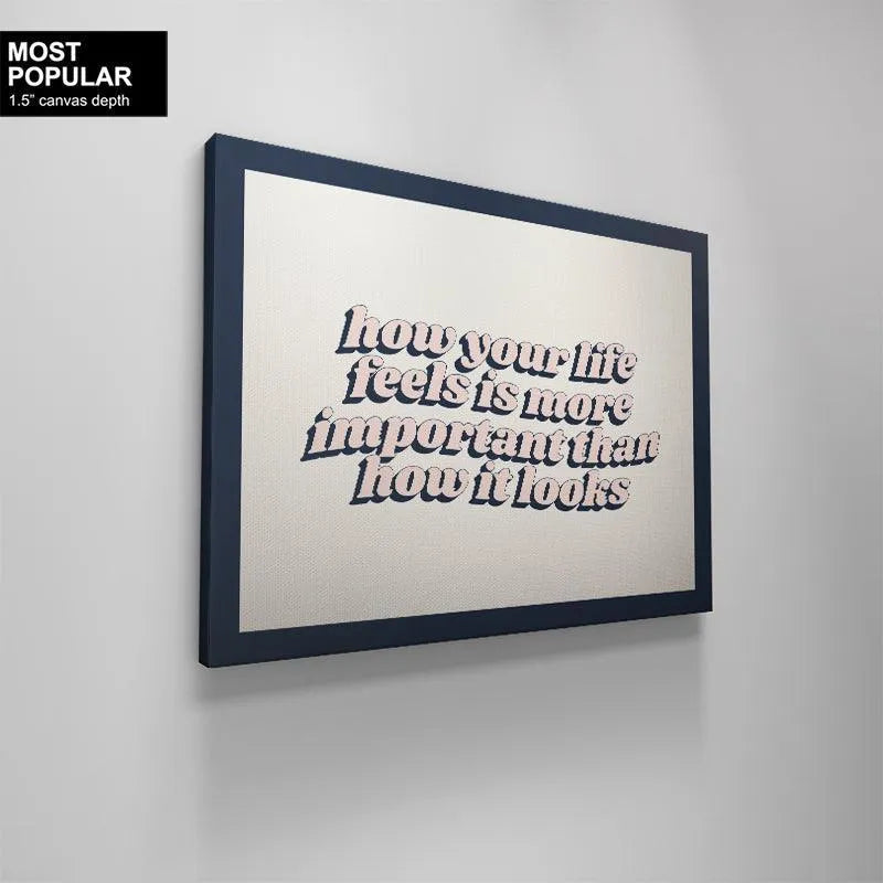 Full view of the inspirational framed artwork emphasizing happiness and personal quality of Life choices.