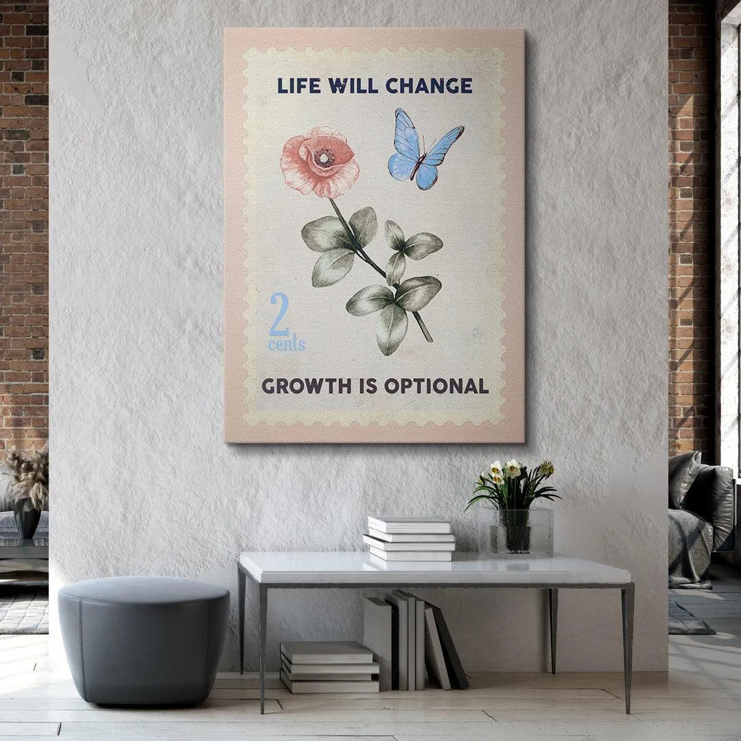 Angled perspective of the serrated edge border design on the Life Will Change motivational artwork.