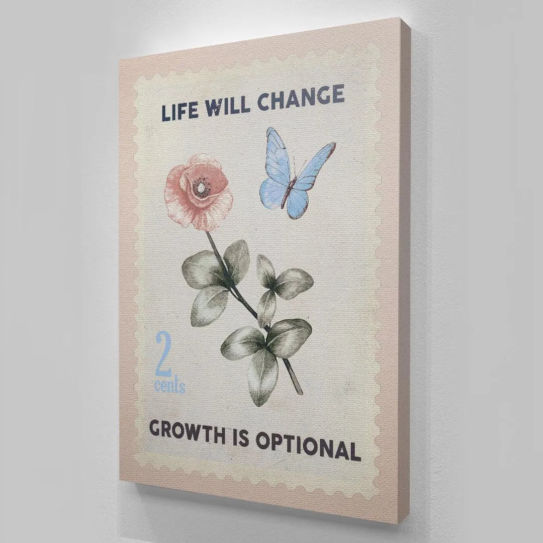 Product texture shot showing the matte finish and archival quality of the Life Will Change print.