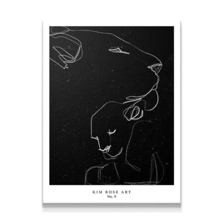 Full view of the 'Lioness - Black' minimalist line art print by Kim Rose.