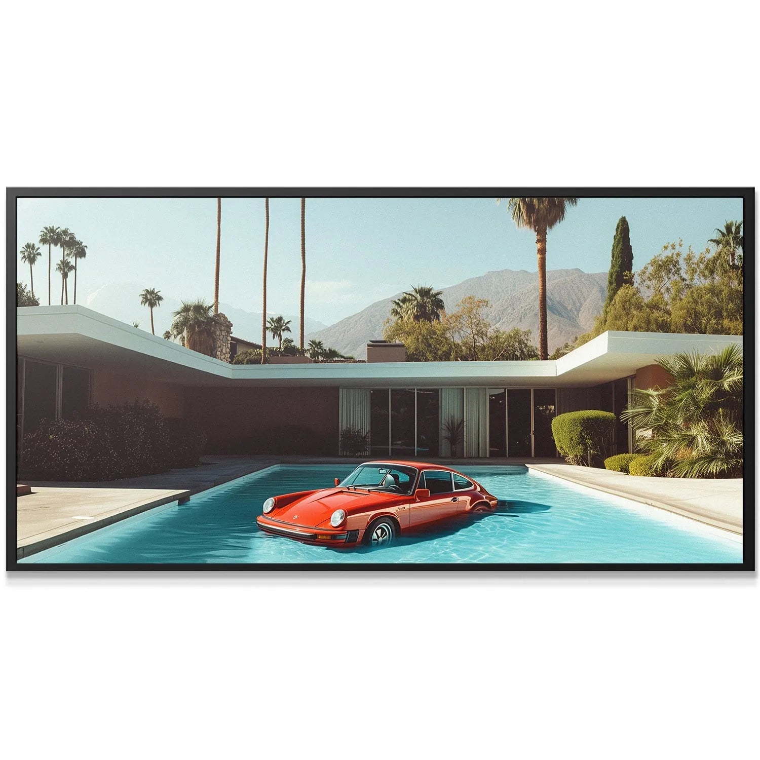 Close-up texture of the water ripples around the submerged vintage car featured in the 'Long Night' artwork.