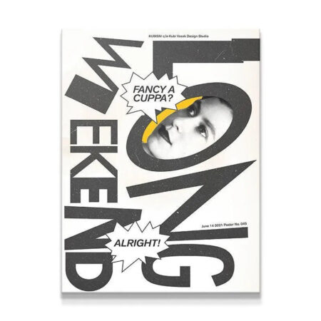 Full vertical view of the typographic 'Long Weekend' art poster on a clean background.