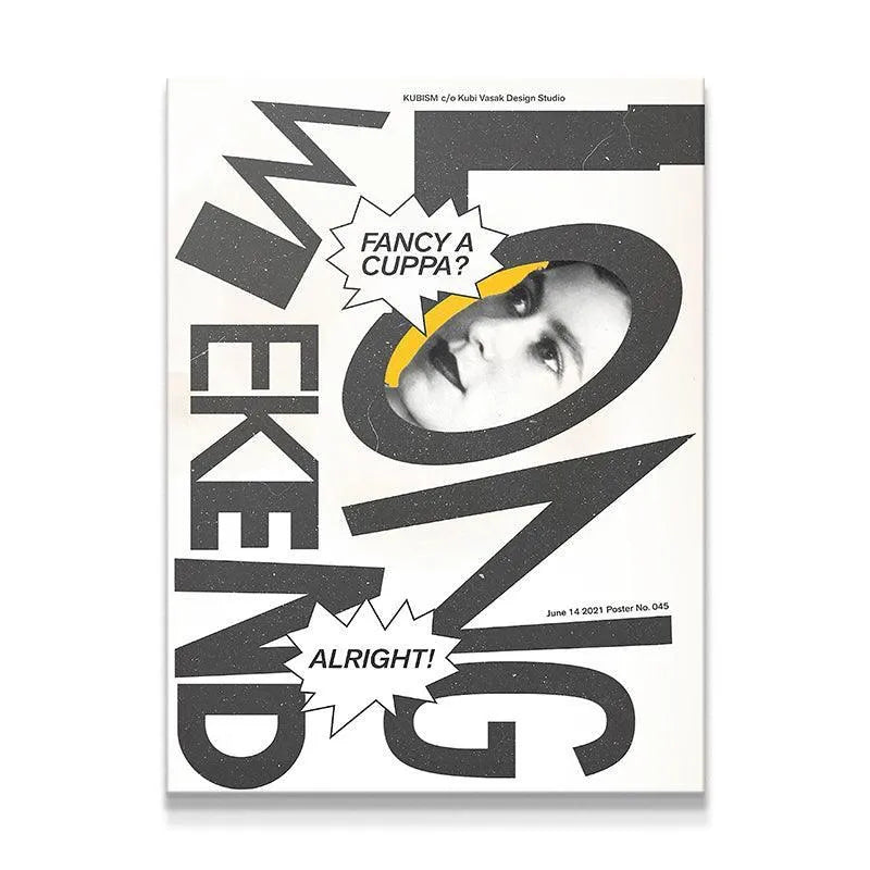 Full vertical view of the typographic 'Long Weekend' art poster on a clean background.