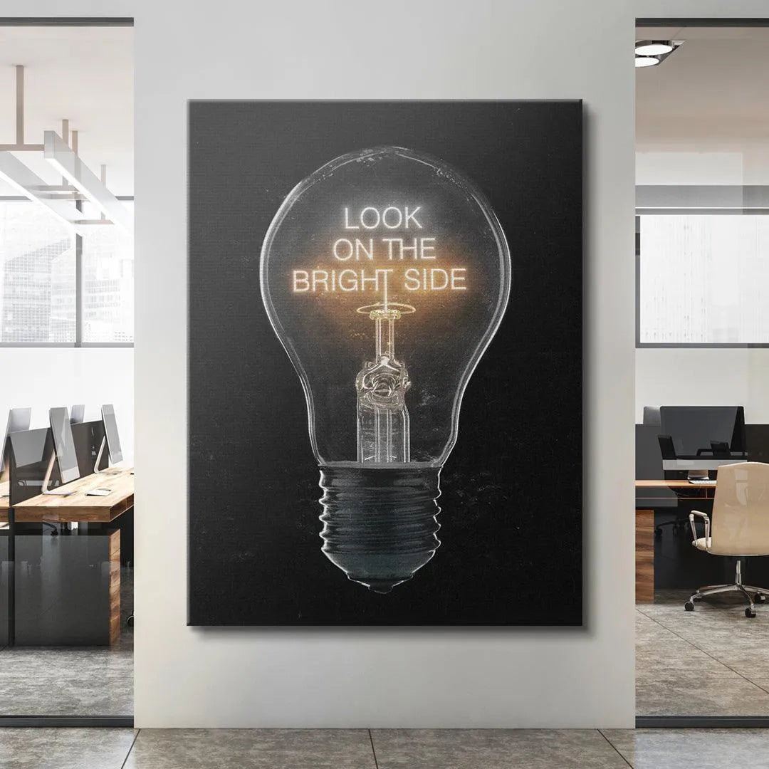 Detail of the industrial threading on the bottom base of the 'Look On The Bright Side (Light Bulb)' image.